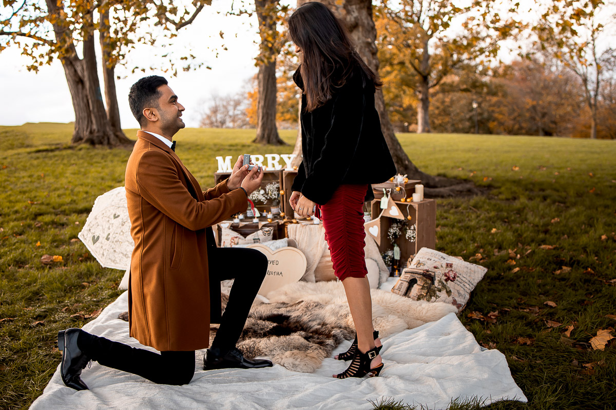 kishan go on his knee to ask reetika to marry him at primrose hill proposal in london