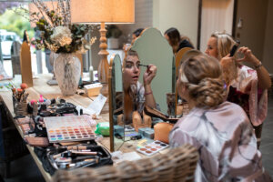 bride getting ready at Baddow Park House